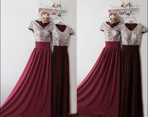Burgundy Prom Dress,sexy Prom Evening Formal Dress,sequin Burgundy Bridesmaid Dress,elegant Modest Prom Dress,spark Evening Dress,prom Dress