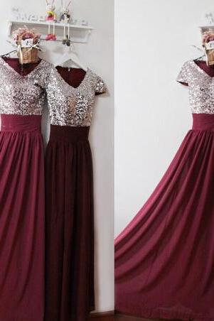 Burgundy Prom Dress,sexy Prom Evening Formal Dress,sequin Burgundy Bridesmaid Dress,elegant Modest Prom Dress,spark Evening Dress,prom Dress